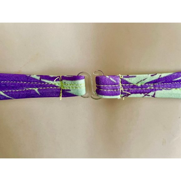 Vintage 80s Strapless Bikini Top by Rik Rik size S in Neon Green & Purple Retro - Picture 9 of 9